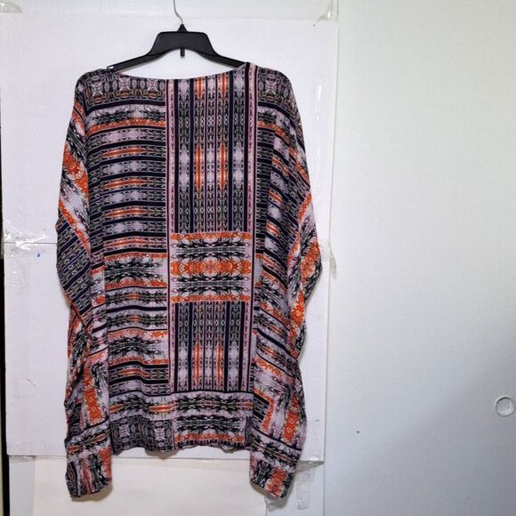 Avenue Plus Sized Women's Kaftan Top Yukata Colorful Loose Fit Poncho 30/32 NWT - Picture 9 of 9